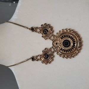 Estate Gold and Black Ornate Necklace